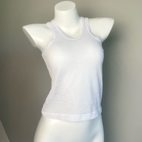 White Mesh Cropped Tank Top - Picture 2 of 4